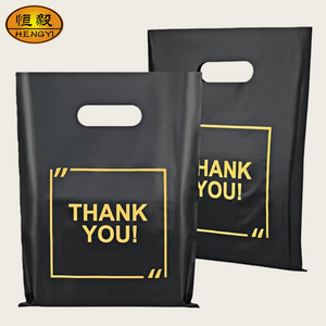 Custom Printed Logo Personalized HDPE LDPE Merchandise Die Cut Plastic Shopping Bag With Handle