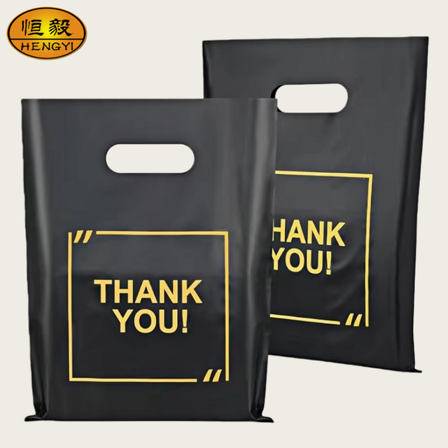 Custom Printed Logo Personalized HDPE LDPE Merchandise Die Cut Plastic Shopping Bag With Handle