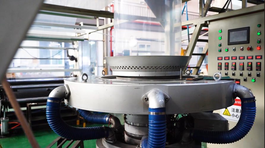 PE film extrusion line and control panel at HengYi Packaging